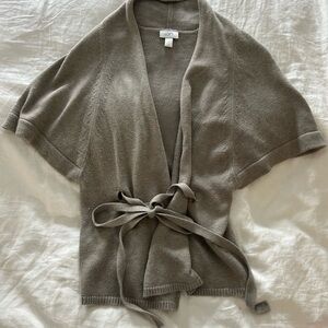LOFT Taupe Tie-Front Cardigan